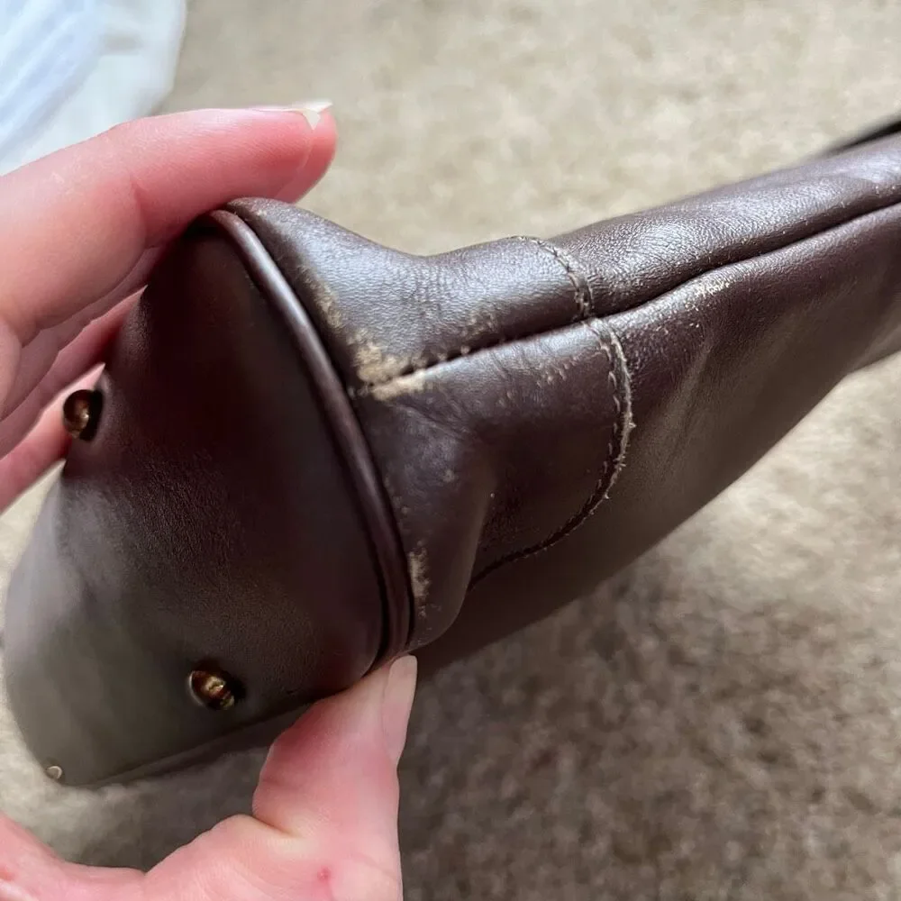 VTG 60s 70s Groskopf’s Brown Leather Top Handle Satchel Bag - Picture 10 of 16